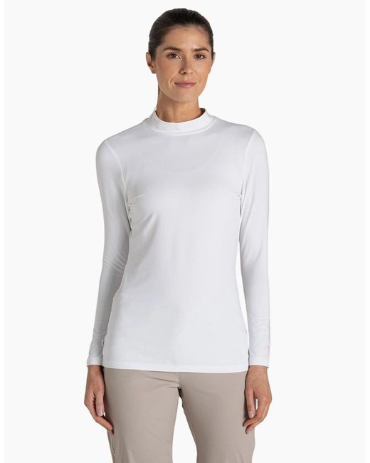 Craghoppers White Ladies Nosilife Mock Neck Long-Sleeved Golf T-Shirt