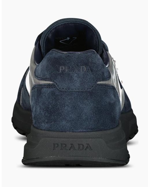 Prada Blue Prax 2.0 Re-Nylon & Suede Sneakers for men