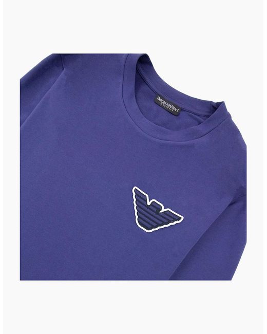 Emporio Armani Blue Eagle Logo Crew Neck Sweater for men