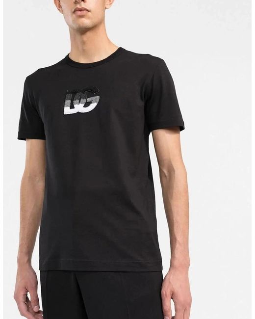 Dolce & Gabbana Black Logo Patch T-Shirt for men