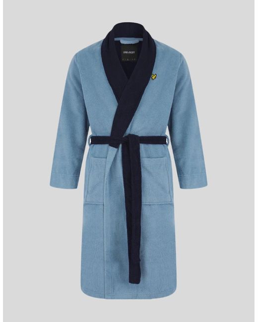 Lyle & Scott Blue Towling Bathrobe for men