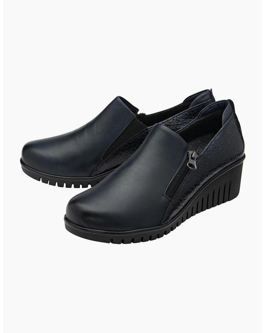 Lotus Black Altan Low Wedge Shoes