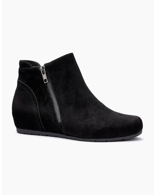 Hotter Black Avebury Low Wedge Ankle Boots