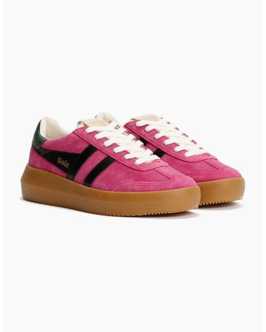 Gola Pink Athena Suede Fuchsia//Evergreen Trainers