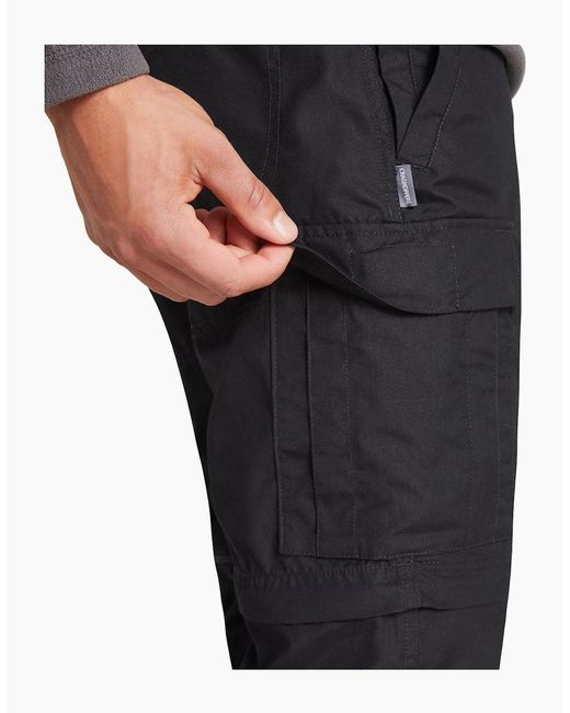 Craghoppers Black Expert Kiwi Convertible Tailored Cargo Trousers for men