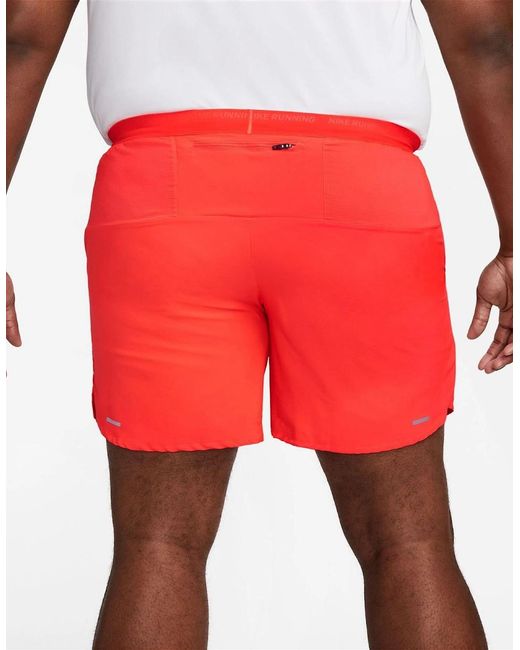 Nike Red Fit Stride 7 Brief Lined Running Shorts for men
