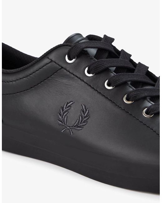 Fred Perry Black Baseline Leather Trainers for men