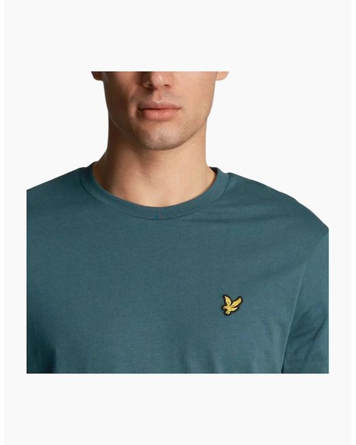 Lyle & Scott Blue Lyle Scott Short Sleeve T Shirts Regular Fit Crew Neck Summer Cotton Tee for men