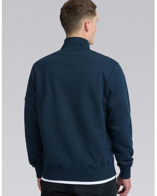 Sandbanks Blue Quarter Zip Sweatshirt for men