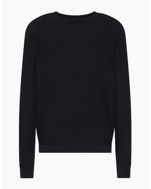 Emporio Armani Blue Embossed Pattern Knitted Jumper for men