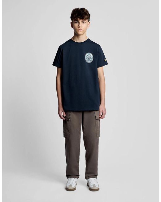 Lyle & Scott Blue Graphic Badge Cotton T-Shirt for men
