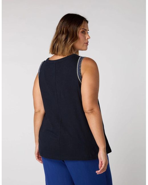 Live Unlimited London Blue Jersey Embroidered Vest