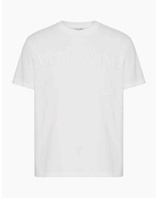 Valentino White Logo T-Shirt Embossed for men