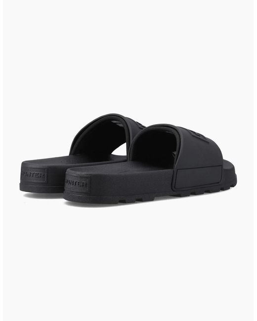 Hunter Black Core Embossed Slider Sandals