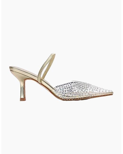 XY London White Ladies Tia Metallic Perspex Court Shoes