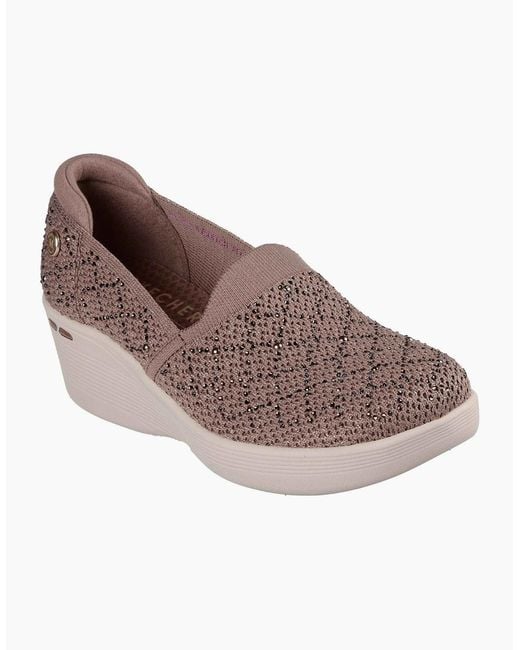 Skechers Brown Pier-Lite My Reflection Polyester Mocha Trainers