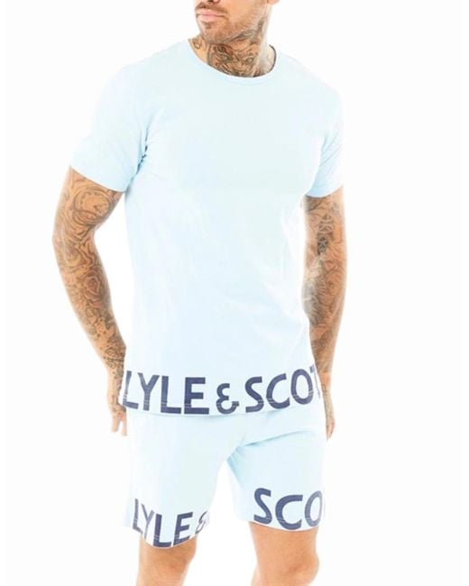 Lyle & Scott Blue Lyle & Scott Lounge Set T-Shirt Shorts Sleepwear Loungewear Summer New for men
