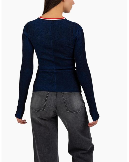 DIESEL Blue M-Inorca Sweatshirts Cut Out Long Sleeve Pullover Jumper Tops