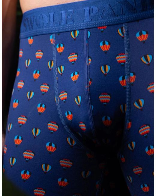 Swole Panda Blue Hot Air Balloons Bamboo Boxer Brief for men