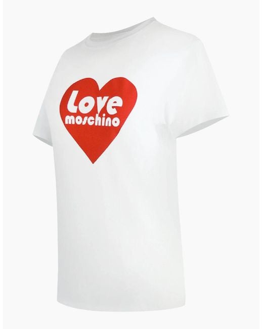 Love Moschino White Heart Logo T-Shirt