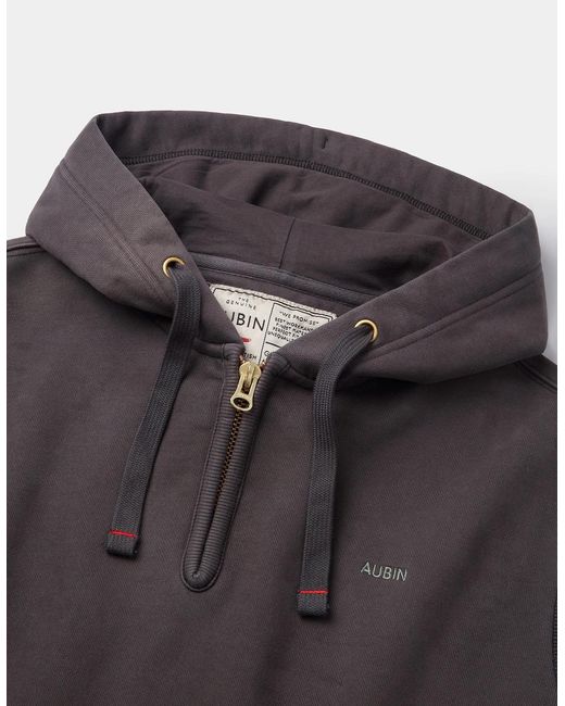 aubi Gray Baildon Zip Neck Hoody for men
