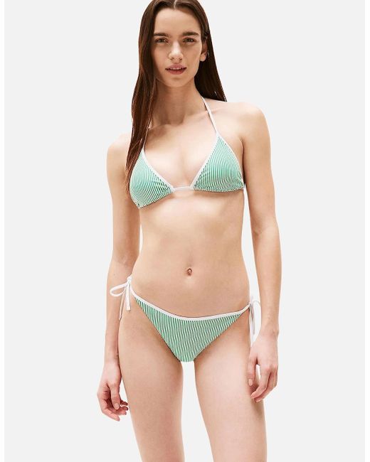 Tommy Hilfiger Blue Seersucker Stripe Triangle Bikini Top, Radiant