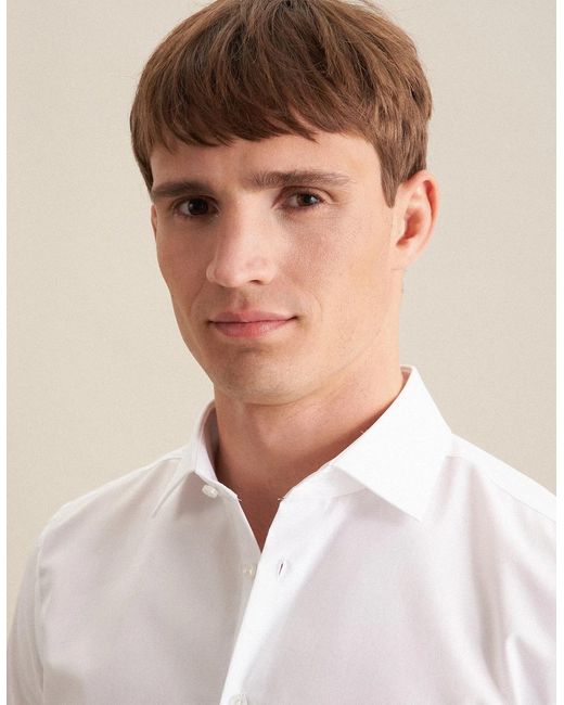 Seidensticker White Shaped Fit No Iron Kent Collar Business Shirt for men