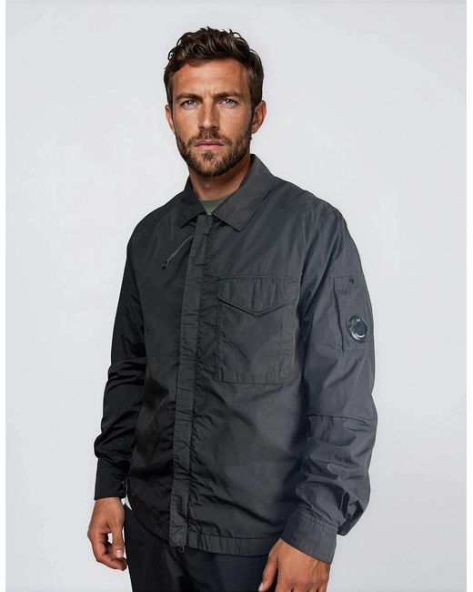 C P Company Black Lens Chrome-R Zip-Up Jacket for men