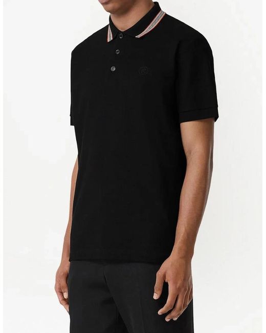 Burberry Black 'Pierson' Tb Collar Polo-Shirt for men