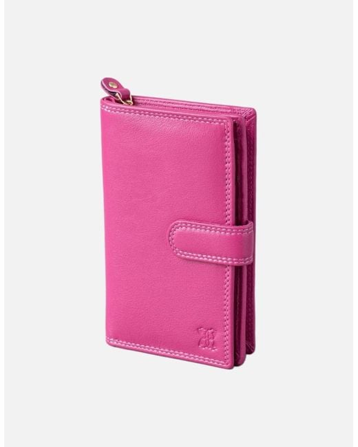 Lakeland Leather Pink Medium Leather Tab Purse