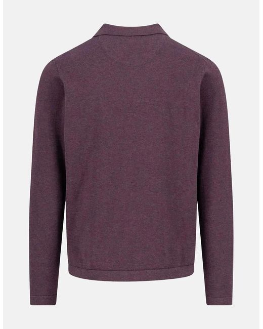 Fynch-Hatton Purple Kent Collar Buttoned Cardigan Aubergine for men