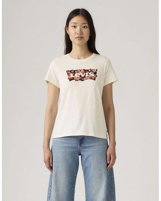 Levi's Natural Levi's The Perfect Wordmark Graphic Crew Neck Short Sleeve T-Shirt