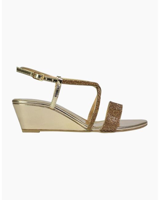 XY London Metallic Ladies Ocean Diamante Wedge Sandals