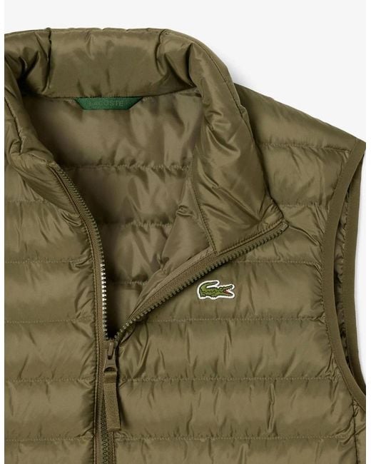 Lacoste Green Solid Patterned Zipped Pocket Puffer Coat for men