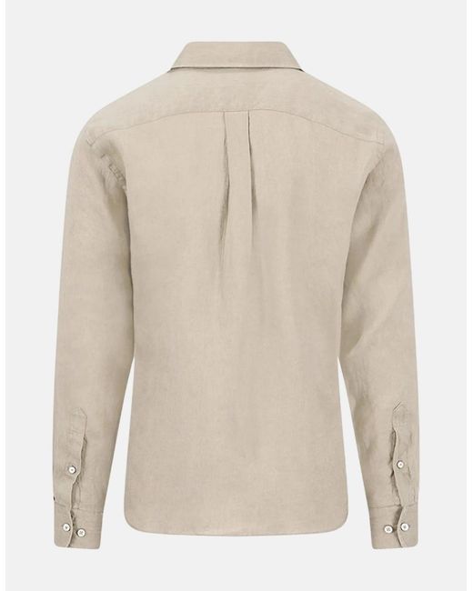 Fynch-Hatton Natural Kent Collar Pure Linen Shirt Sand for men