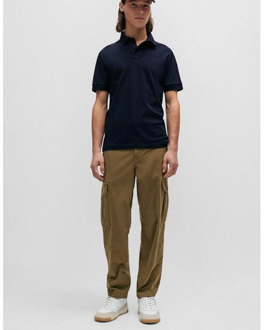 Boss Blue Boss Passenger Stretch-Cotton Slim-Fit Polo Shirt With Logo Patch Nos for men