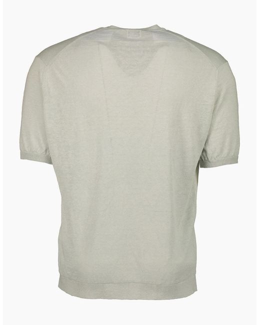 C P Company Gray Linen Knitted T-Shirt for men
