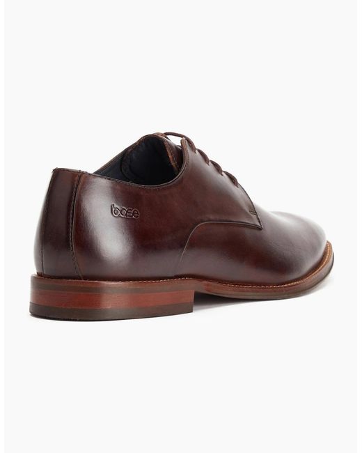 Base London Brown Marley Plain Toe Derby Shoes for men