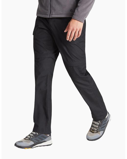 Craghoppers Black Expert Kiwi Convertible Tailored Cargo Trousers for men