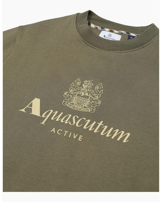 Aquascutum Green Active Big Logo Crewneck Army