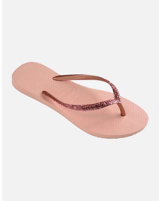 Havaianas Pink Slim Glitter Flip Flops