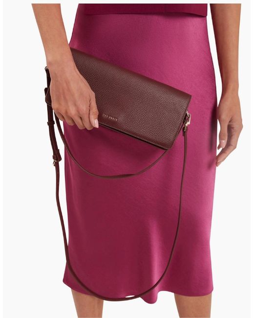 Ted Baker Brown Twyyla Leather Elongated Oxblood Shoulder Bag