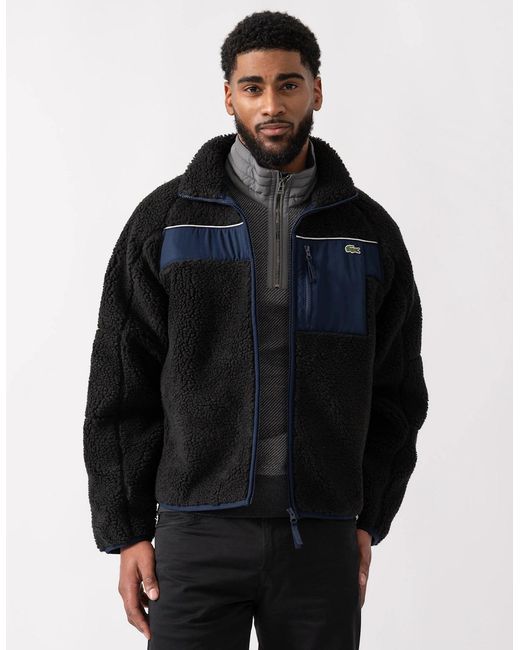 Lacoste Blue Colorblock Fleece Zipped Jacket for men