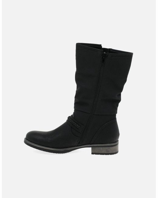 Rieker Black Estella Calf Length Slouch Boots