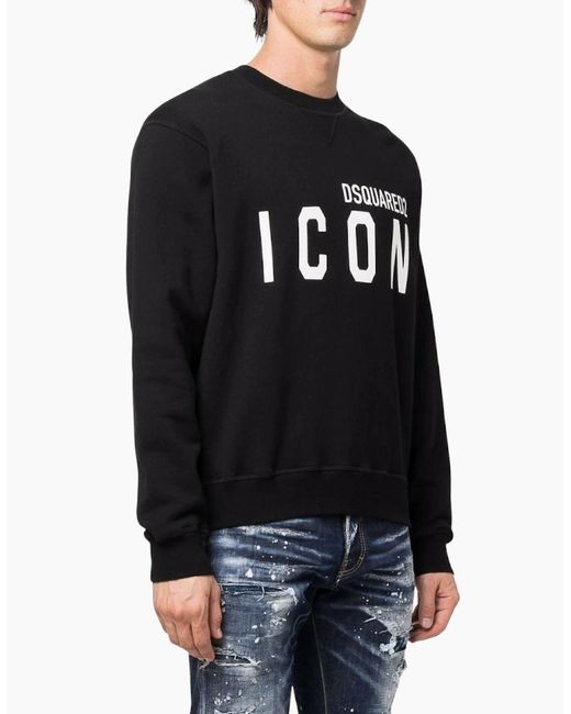 DSquared² Black Sweatshirt Large Icon Cool Logo for men