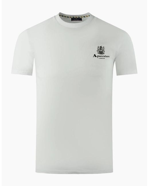 Aquascutum White London Aldis Brand Logo On Chest T-Shirt for men