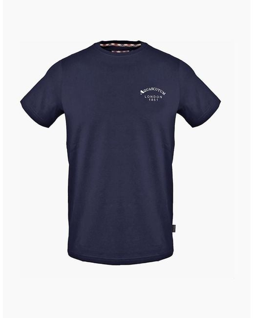 Aquascutum Blue Regular Fit Crew Neck Short Sleeve T-Shirt for men