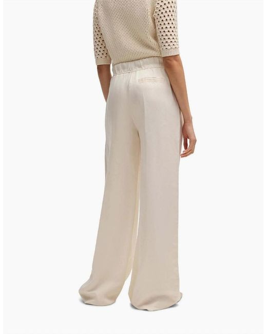 Boss White W Relaxed Fit Wide Leg Trousers