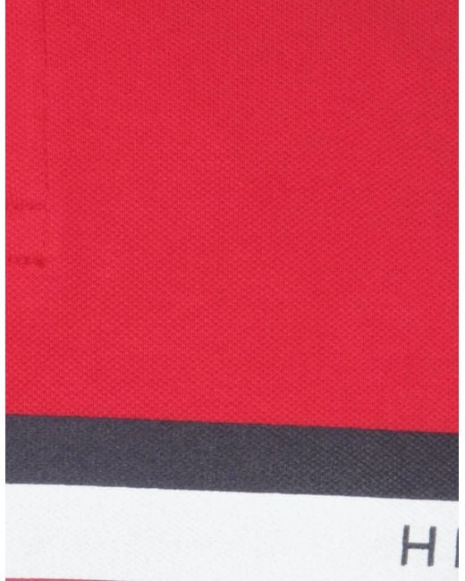 Tommy Hilfiger Red Polo Shirts Flag Logo Short Sleeve Cotton Casual New Tee for men