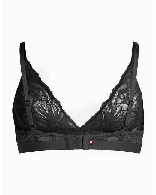 Tommy Hilfiger Black Floral Lace Triangle Bra